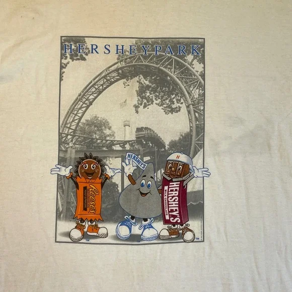 Vintage 1997 Hershey Park T Shirt Fruit of the Loom XL Theme Park - Picture 2 of 12